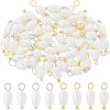 60Pcs 2 Colors Natural Cultured Freshwater Pearl Round Charms with Brass Loops PALLOY-HS00005-1