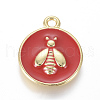 Golden Plated Brass Enamel Pendants KK-F807-03-G-2