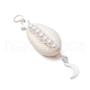 3Pcs 3 Styles Natural Cowrie Shell  Copper Wire Wrapped Glass Pearl Pendants PALLOY-JF03504-4
