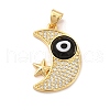 Rack Plating Brass Micro Pave Clear Cubic Zirconia Pendants LAMP-A153-01G-08-1
