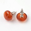Half Round Dome Natural Red Agate Stud Earrings EJEW-L171-06-1