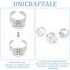 Unicraftale 3Pcs 3 Styles 304 Stainless Steel Open Cuff Finger Ring Cabochon Settings STAS-UN0059-66P-5