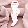 Dyed Natural Quartz Chip with 304 Stainless Steel Chain Anklets WGD014F-03-1