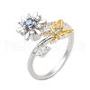 Brass Micro Pave Cubic Zirconia Rotating Cuff Rings for Women RJEW-C132-06P-2