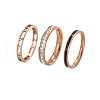 3Pcs Hollow Out 304 Stainless Steel Micro Pave Clear Cubic Zirconia with Enamel Finger Rings FS-WGFDE09-02-2
