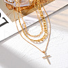 Alloy Crystal Crystal Rhinestone Cross Pendant 3-
Layer Necklaces for Women FS-WG64AC3-01-2