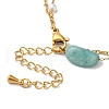 Nuggets Natural Amazonite & Imitation Pearl Multi-Strand Anklets BJEW-P326-04B-G-3