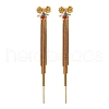 Brass Bowknot Tassel Stud Earrings EJEW-R014-14G-4