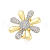 Brass Micro Pave Clear Cubic Zirconia Cuff Rings for Women RJEW-H248-02GP-4