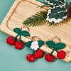 Cotton Yarn Cherry Pendant Decorations HJEW-AB00639-5