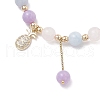 Natural Aquamarine & Rose Quartz & Amethyst Round Beaded Bracelets BJEW-JB11933-03-3
