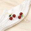 Cherry Brass Enamel Stud Earrings EJEW-U061-01G-3