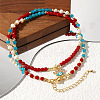 Natural Pearl & Dyed Gemstone Beaded Iron Enamel Evil Eye Charms Necklaces for Women MY1982-3