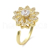 Sunflower Rotatable Open Cuff Rings for Women RJEW-S402-09G-1