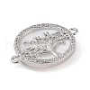 Brass Pave Shell Flat Round Connector Charms KK-Q816-06P-2
