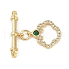 Brass Micro Pave Clear Cubic Zirconia Toggle Clasps KK-K391-15G-1