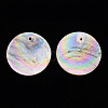 Electroplate Natural Capiz Shell Pendants SSHEL-T014-36-2