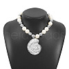 Shell Shape Alloy Pendant Plastic Imitation Pearl & CCB Plastic Round Beaded Necklaces for Women FS-WG1A62A-02-1