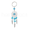Woven Net/Web with Feather Alloy & Synthetic Turquoise & Glass Seed Keychains KEYC-MZ00041-04-1