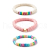 Handmade Polymer Clay Heishi Beads Stretch Kids Bracelets Set BJEW-JB07429-02-1