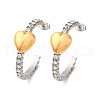 304 Stainless Steel Rhinestone Heart Stud Earrings EJEW-R027-01GP-4