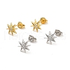Rack Plating Brass Micro Pave Clear Cubic Zirconia Star Stud Earrings EJEW-F301-25-1