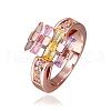 Romantic Real Rose Gold Plated Tin Alloy Cubic Zirconia Rings for Women RJEW-BB14360-8-1