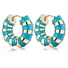 Enamel Striped Thick Hoop Earrings JE1110B-1