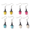 4 Pairs Dyed Synthetic Turquoise Pendants Earrings EJEW-TA00422-1