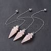 Natural Rose Quartz Pointed Dowsing Pendulums AJEW-B020-01P-08-1