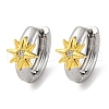 Brass Micro Pave Clear Cubic Zirconia Hoop Earrings EJEW-H158-19A-GP-4