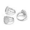 Adjustable Rhodium Plated 925 Sterling Silver Finger Ring Components STER-E061-12P-1