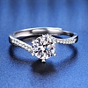 Rhodium Plated 925 Sterling Silver Micro Pave Cubic Zirconia Adjustable Rings AJEW-U007-11P-2