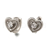 Heart Brass Micro Pave Clear Cubic Zirconia Hoop Earrings EJEW-Z121-05P-4
