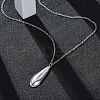 304 Stainless Steel Teardrop Pendant Cable Chain Necklaces for Women NJEW-A038-01P-3