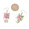 304 Stainless Steel Flower with Butterfly Dangle Earrings EJEW-MZ00455-05-3