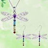Dragonfly Alloy Rhinestone Pendant Necklaces & Dangle Earrings Sets FS-WGD83DF-01-1