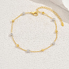 Summer Brass Crystal Rhinestone Geometric Round Bead Link Chain Anklets PK4515-1
