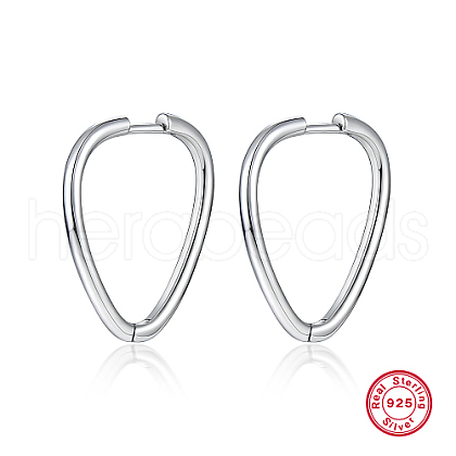 Anti-Tarnish Rhodium Plated Platinum 925 Sterling Silver Hoop Earrings DU0168-1-1