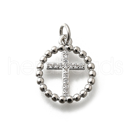 Brass Micro Pave Cubic Zirconia Pendants KK-P295-26P-1