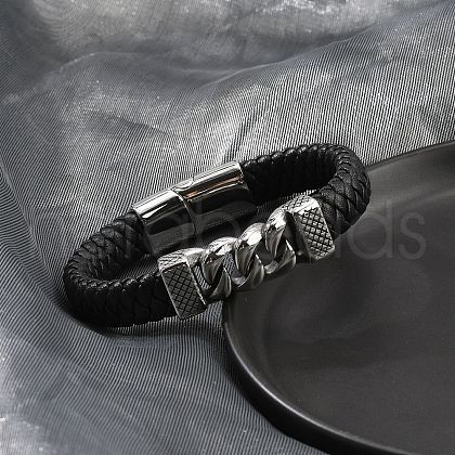 1Pc Braided Leather Cord Bracelets for Men BJEW-DJ0001-13-1