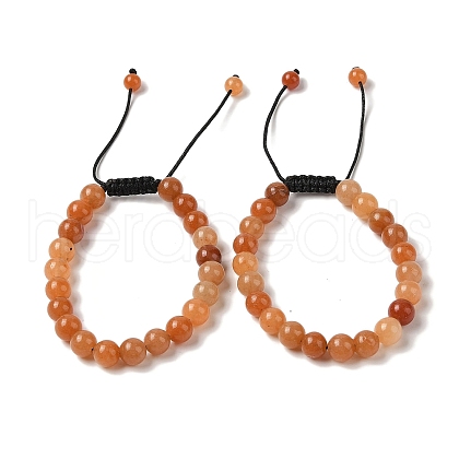 8mm Round Natural Red Aventurine Braided Bead Bracelets BJEW-C067-01B-11-1