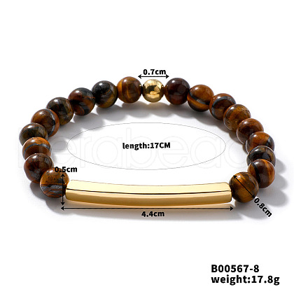Natural Tiger Eye Stretch Bracelets CL6256-3-1