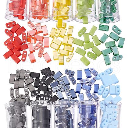  900Pcs 10 Colors 2-Hole Glass Seed Beads SEED-NB0001-54-1