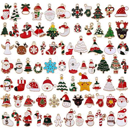96Pcs Christmas Alloy Enamel Pendants JX267A-1