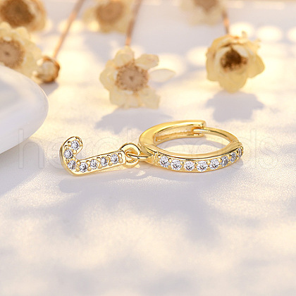 Brass Micro Pave Clear Cubic Zirconia Hoop Earrings WGE85EC-11-1