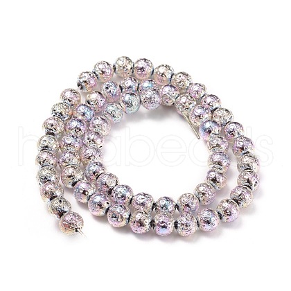 Electroplated Natural Lava Rock Beads Strands G-I260-01C-1