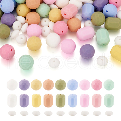  74Pcs Food Grade Eco-Friendly Silicone Beads SIL-TA0001-33-1