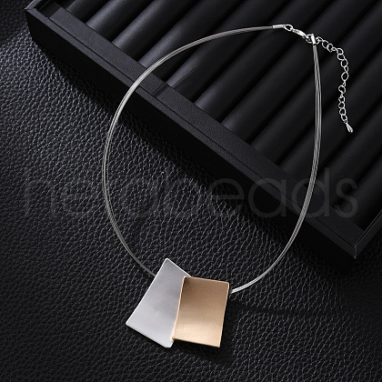 Matte Rectangle Alloy Pendant Necklaces for Women FS-WG1E175-01-1