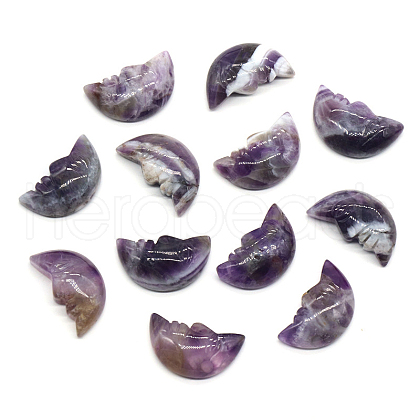 Carveing Face Crescent Moon Natural Amethyst Display Decorations MATO-PW0001-015K-1